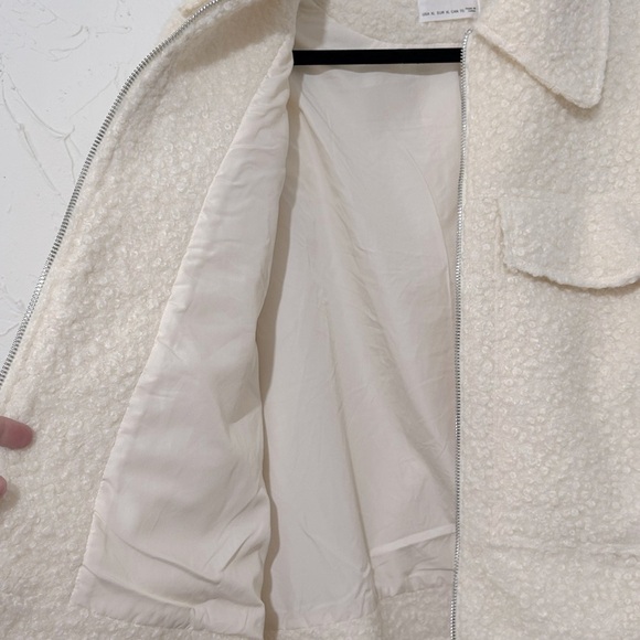 Elodie Women's Minimalist Cozy Full Zip Boucle Cream Jacket Sz XL - Picture 10 of 12